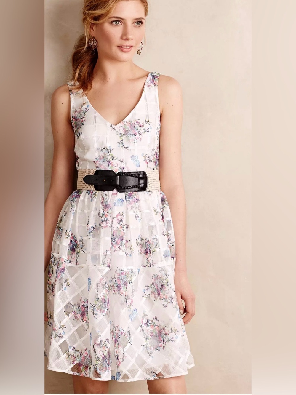 Maeve Anthropologie NWT Peony Garden Satin Floral White Slip Dress Size 4
